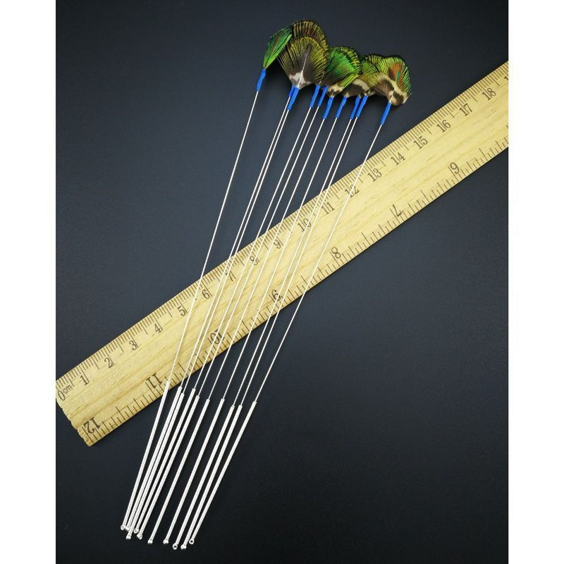 New Product#Small fairy ear cleaning tool, silver needle, small fan-shaped peacock feather stick, ea