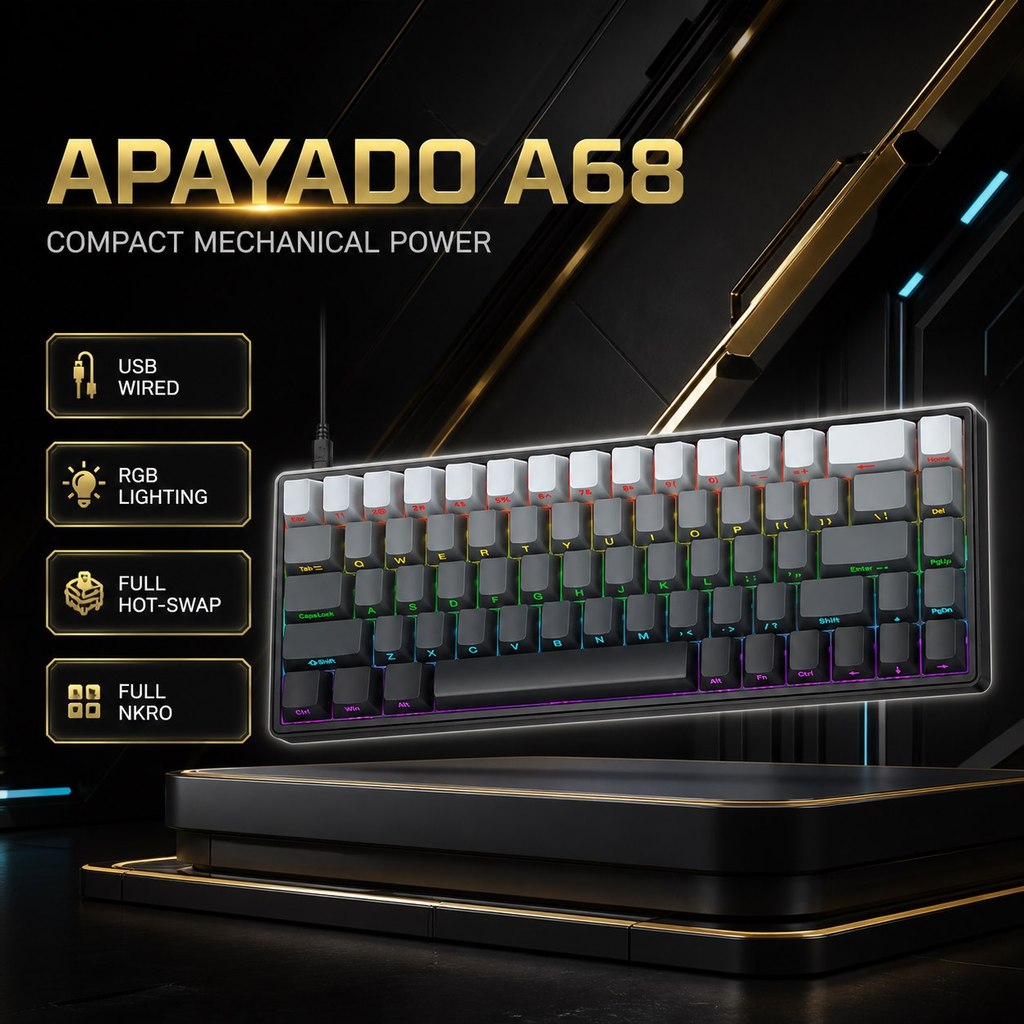 Bàn phím cơ có thể hoán đổi nóng có dây APAYADO A68 Full N ‐ Key Rollover Phong cách chiếu sáng LED 