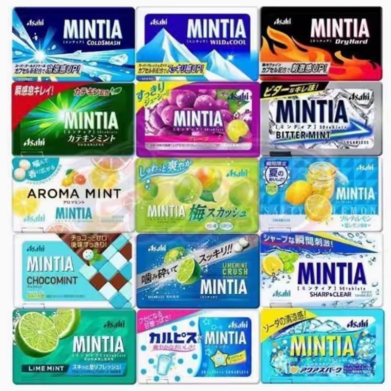 Nhật Bản Asahi Nhật Bản Không Đường Asahi Mint MINTIA Hương Vị Hơi Thở Tươi Mát Kẹo Bạc Hà Nhật Bản 