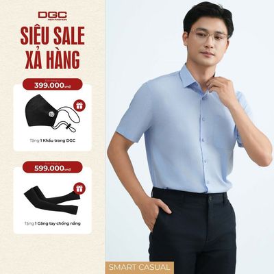 Áo Sơ Mi Kẻ Nhỏ Ngắn Tay Nam DGCs - Dáng suông, Chất Cotton Thoáng Mát, Thấm Hút Mồ Hôi - SASNBC57M