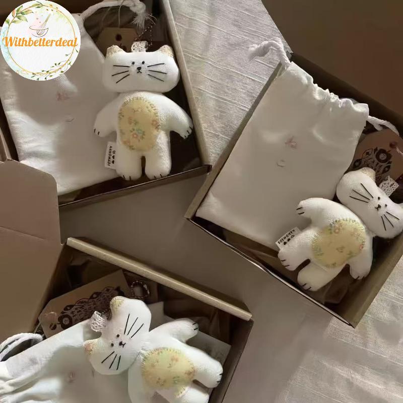 Withbetter Vải Đồ Chơi Mèo Móc Khóa Hoạt Hình Mèo Con Nhồi Bông Búp Bê Mặt Dây Chuyền Bapa Túi Trang