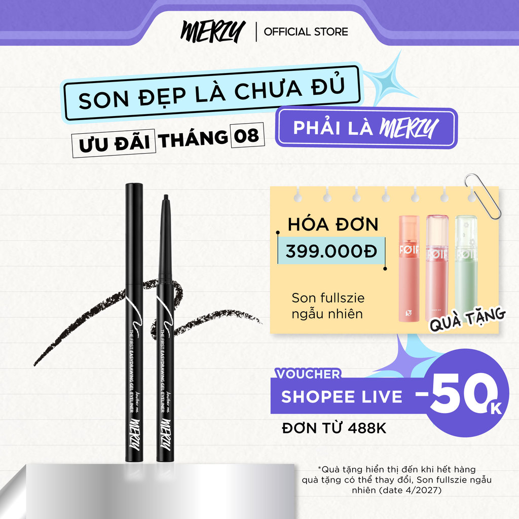 Chì kẻ mắt Merzy The First Slim Gel Eyeliner siêu mảnh, chống trôi 0,05g