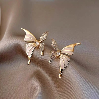 Bông tai đính đá hình bướm tối giản Pinkdudu dành cho nữ Ánh sáng thanh lịch Giọt Dangle sang trọng với kết thúc cao cấp Trang sức tính khí đa năng PD2675