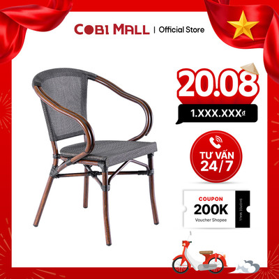 Ghế Nhựa Giả Mây Seina Khung Nhôm Đúc Cao Cấp Đan Lưới Dùng Được Ngoài Trời - Cobi Home