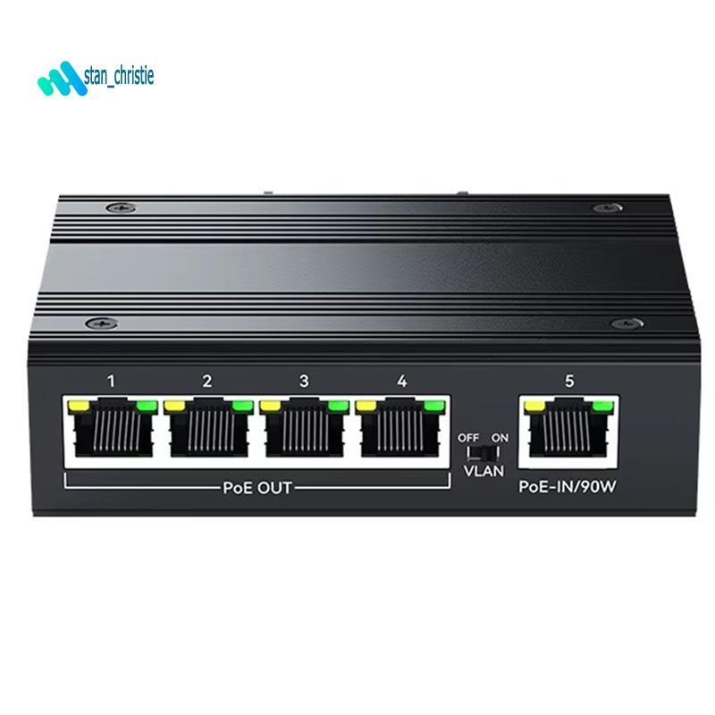 Công nghiệp mới 4 cổng Gigabit POE Repeater 4 cổng PoE Extender 1000Mbps Hợp kim nhôm DIN Rail Netwo