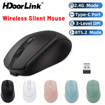 Chuột im lặng không dây HdoorLink 2.4G Chuột không dây tương thích Bluetooth Chuột sạc USB cho PC Laptop Pad Máy tính bảng