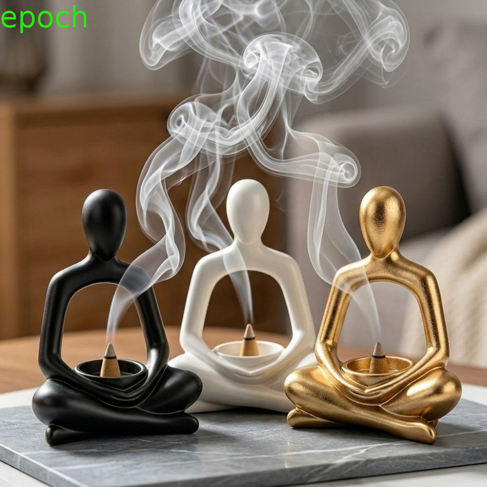 EPOCH Tóm tắt Meditating Figurine Hương đốt, Cross Legged 3D In Hình Tượng Yoga Giá Đỡ Hương, Phong 