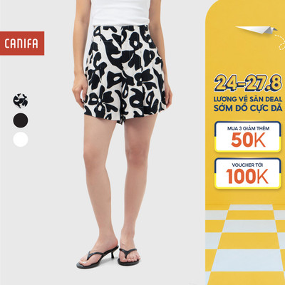 Quần short nữ CANIFA dáng lửng cạp chun co giãn thoải mái mặc đi làm đi chơi 6BS26S013