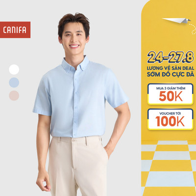 Áo Sơ mi nam CANIFA cổ bẻ basic ngắn tay 8TH26A001