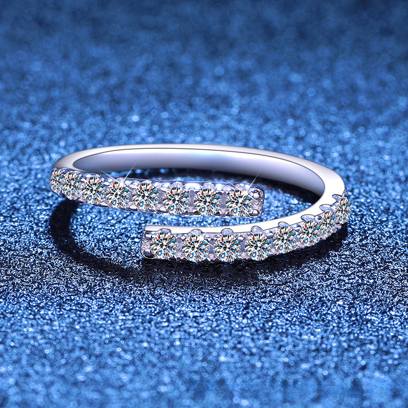 48 Điểm Moissanite Nhẫn Thời Trang Độc Đá Quý Đơn Giản Nhẫn Nữ Moissanite Mở Nhẫn