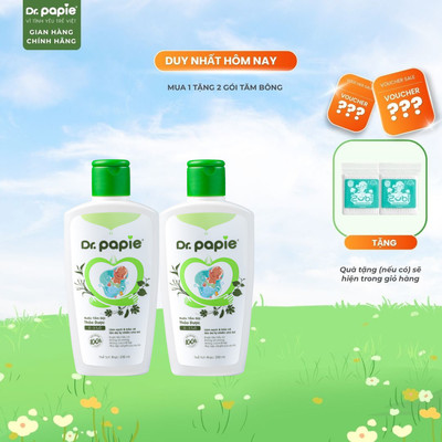 Combo 2 chai Nước tắm thảo dược Dr.Papie giúp giảm mẩn ngứa rôm sảy, an toàn cho bé sơ sinh (230ml/chai)