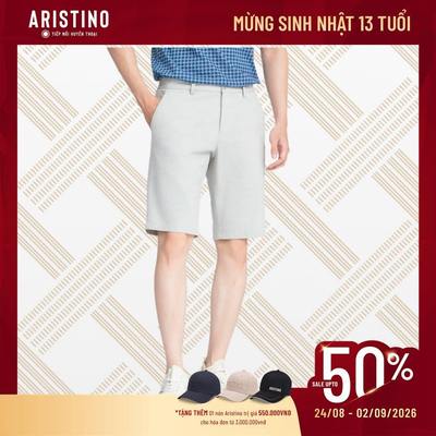 Quần short kaki nam ARISTINO Regular Fit Cạp Cúc Khóa Lịch Sự ASO058AZ