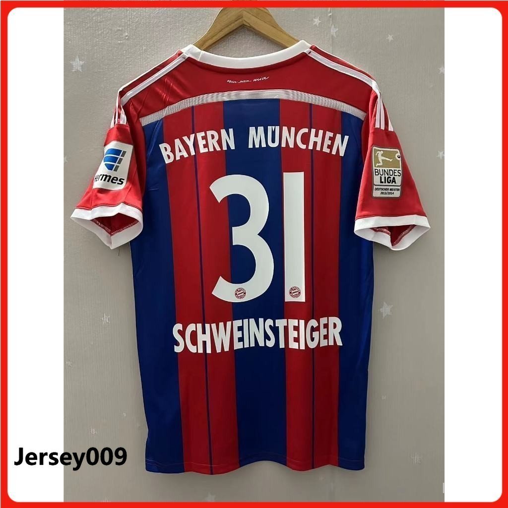 14-15 Bayern Munich LEWANDOWSKI ROBBEN LAHM SCHWEINSTEIGER Premium Retro Home Football Jersey Cá Tín