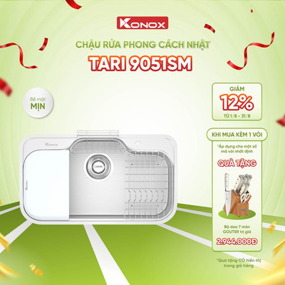 Chậu rửa bát inox 1 hố Konox TARI 9051SM phong cách Nhật bề mặt MỊN - Bảo hành 10 năm
