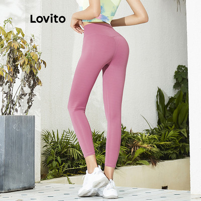 Lovito Phong cách thường ngày Quần Bó Bó Bụng Thể Thao Yoga Lưng Cao Trơn Mùa Hè/xuân Ôm Sát Kiểm Soát Bụng Cho Nữ L02044