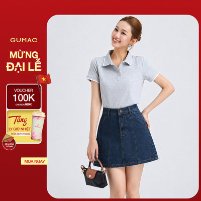 [VOUCHER 25%] Chân Váy Jeans Nữ GUMAC Form A Thêu Chỉ Nổi Có Lót Quần Trẻ Trung Dễ Phối Đồ Đi Chơi Đi Học LVJG06015