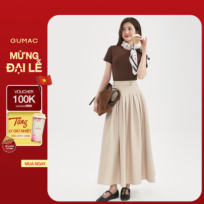Chân Váy Nữ GUMAC Xếp Ly Eo Tạo Độ Xòe Tự Nhiên Dây Kéo Hông Tinh Tế VF12007