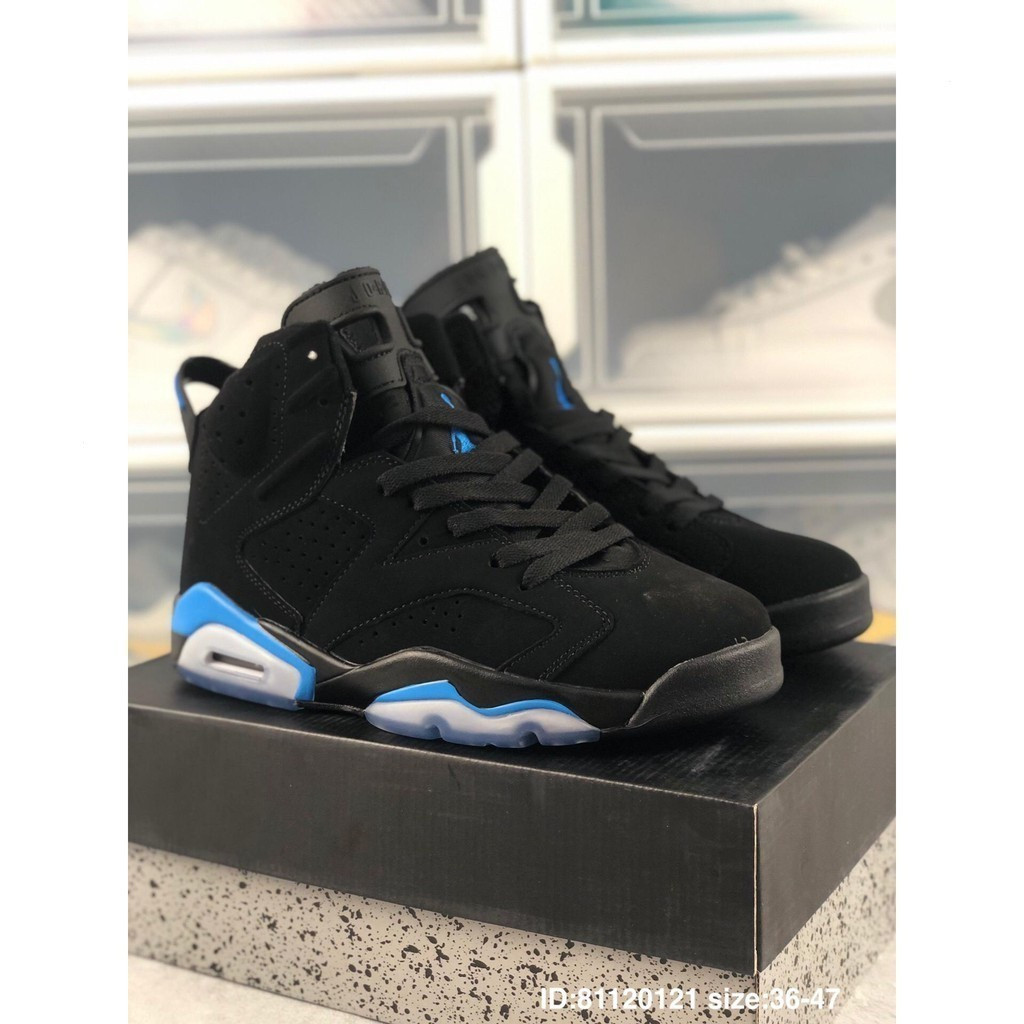 Air Jordan 6 unc aj6 đen bluebei card giày bóng rổ cao cấp màu xanh 8 6-7air Jordan 6 unc aj6 đen xa