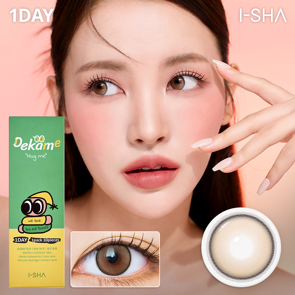 Hộp 10 lens I-SHA Dekame Hug Me Brown 1 ngày chính hãng Hàn Quốc có độ cận