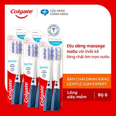 Bộ 6 Bàn chải Colgate Gentle Gum Expert lông dày siêu mềm, ôm sát nướu, giảm chảy máu