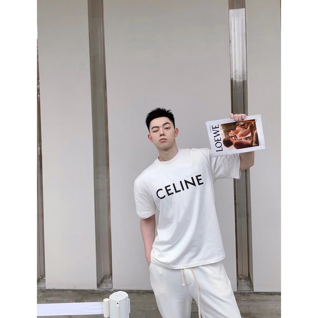 CELINE CELINE Nam Nữ Plus Kích Thước Tay Ngắn Phong Cách Cặp Đôi Dày Không Khí Mùa Xuân Đáy Áo Sơ Mi