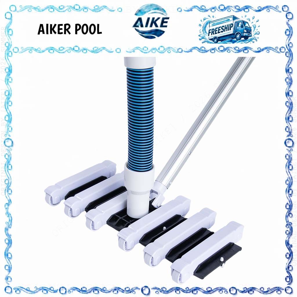 Bàn Hút Đáy Bể Bơi 42cm 12 Bánh Xe, Ống Hút Hồ Bơi 6-30m, Sào Rút Nhôm 4-5m
