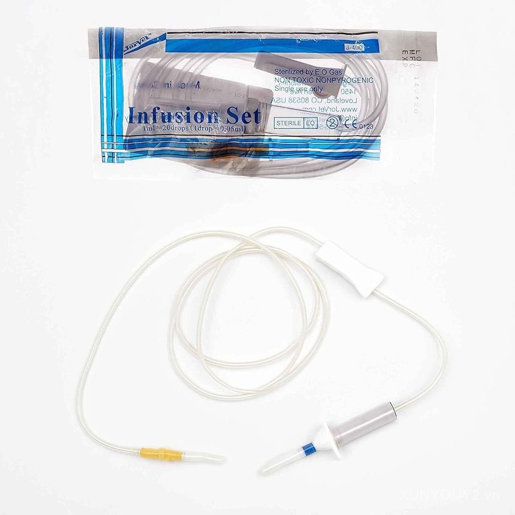 JorVet Universal IV Set | Veterinary-Grade Infusion Set with 72" Soft Tubing, Luer Connector, Roller