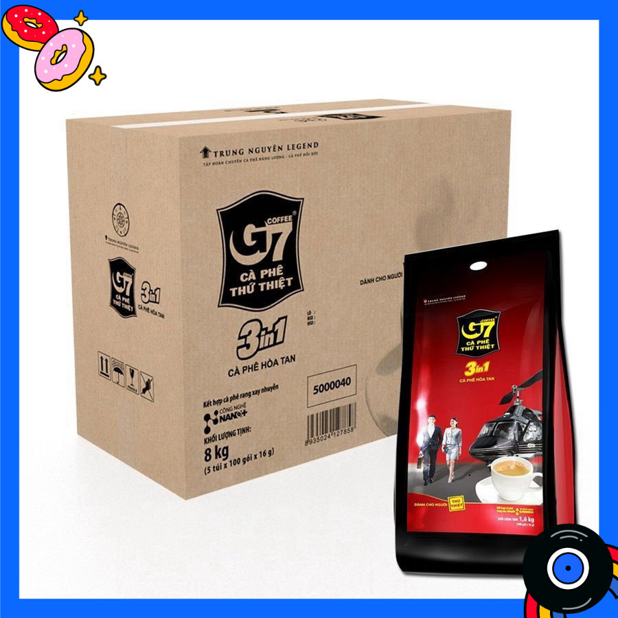 Thùng Cà phê Sữa G7 3in1 - Bịch 100 sticks 16gr - Thùng 5 bịch tạp hóa tâm chi