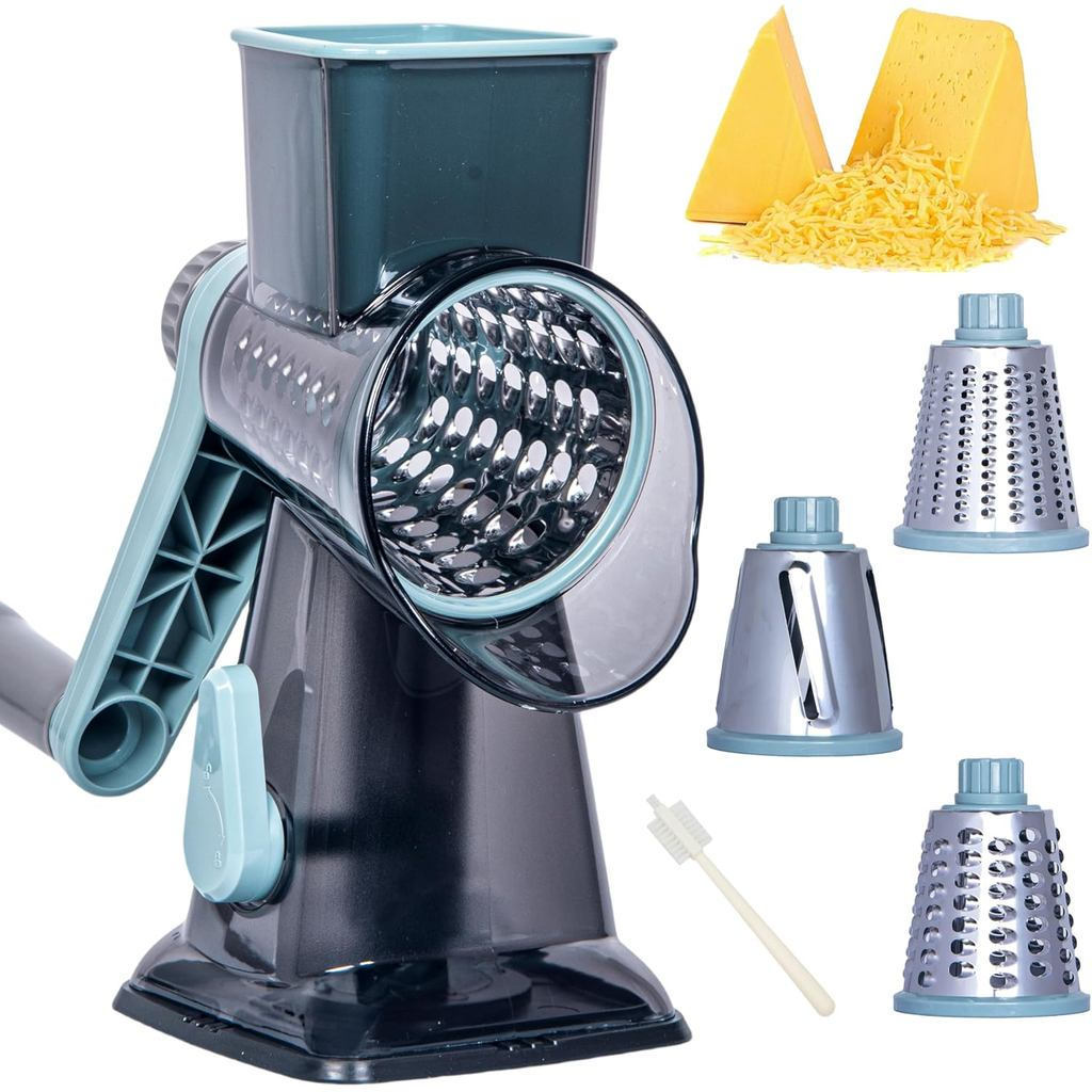 RotaryCheeseGraterCheeseShredder, CheeseGraterHandheldwithStrongSductionBase, KitchenVegetableSlicer