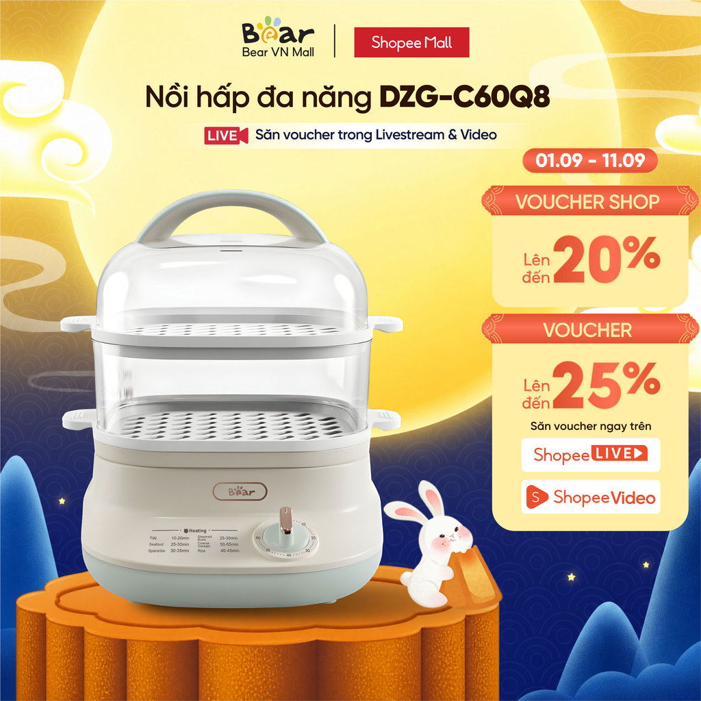 Nồi hấp thức ăn đa năng Bear DZG-C60Q8 - Hàng Chính Hãng BH 18 tháng