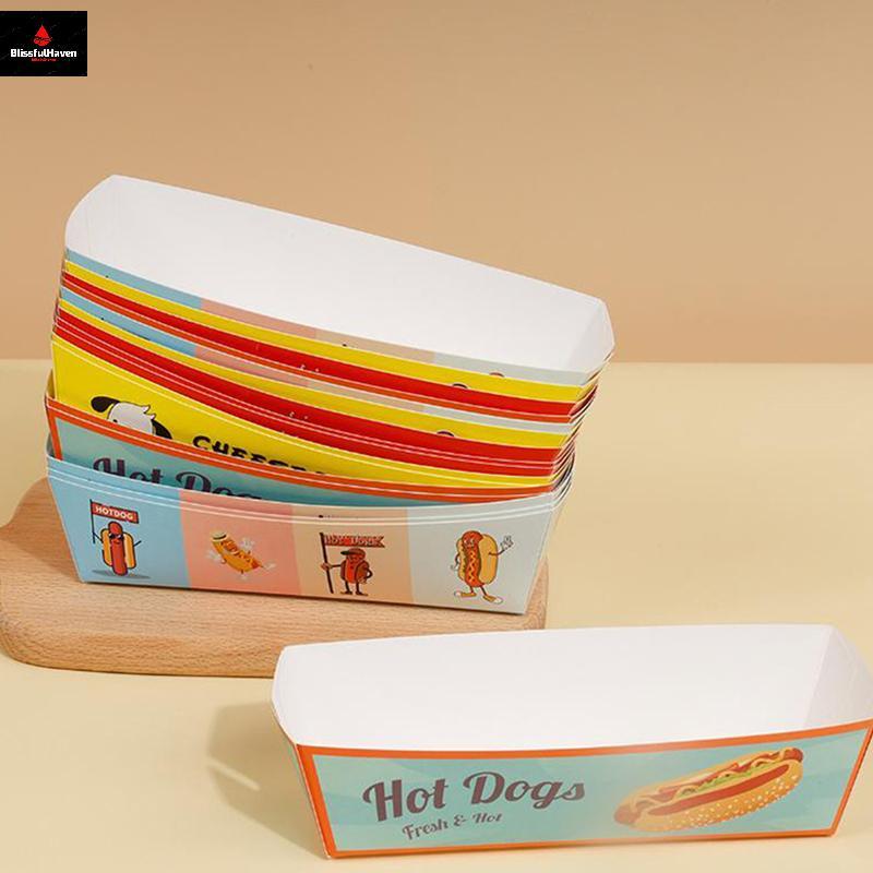 100 Chiếc Không Lạnh Nửa Dài / Hotdog Khay Có Thiết Kế In Hình Hotdog Sandwich Hot Dog Paaging Khay 