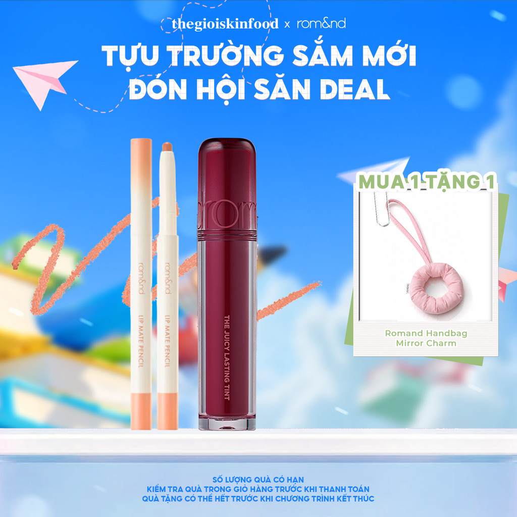 Combo Chì Kẻ Viền Môi Romand Lip Mate Pencil + Son Romand The Juicy Lasting Tint