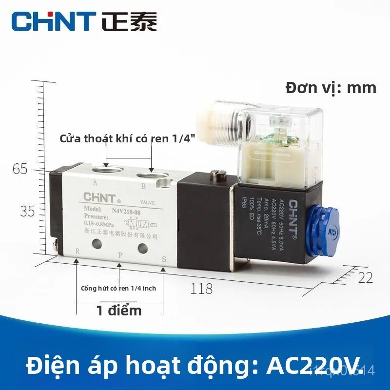 Van điện từ khí nén 4V210-08/310-10 AC220V/DC24 chính hãng bền bỉ