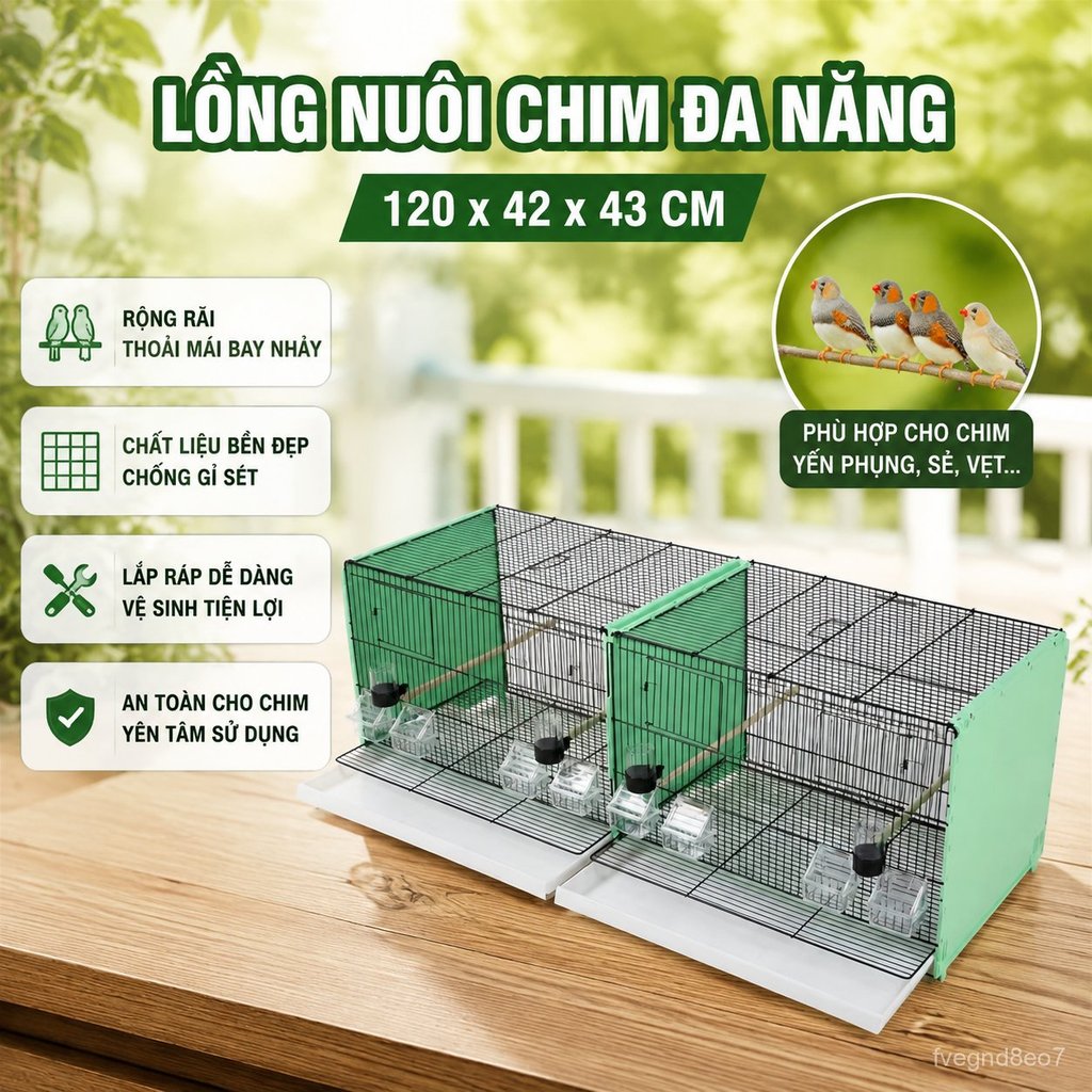 Lồng chim Yuan Yuanêu bay, lồng sinh sản cho chim sẻ, vẹt, kích thước 120x42x43, rộng rãi
