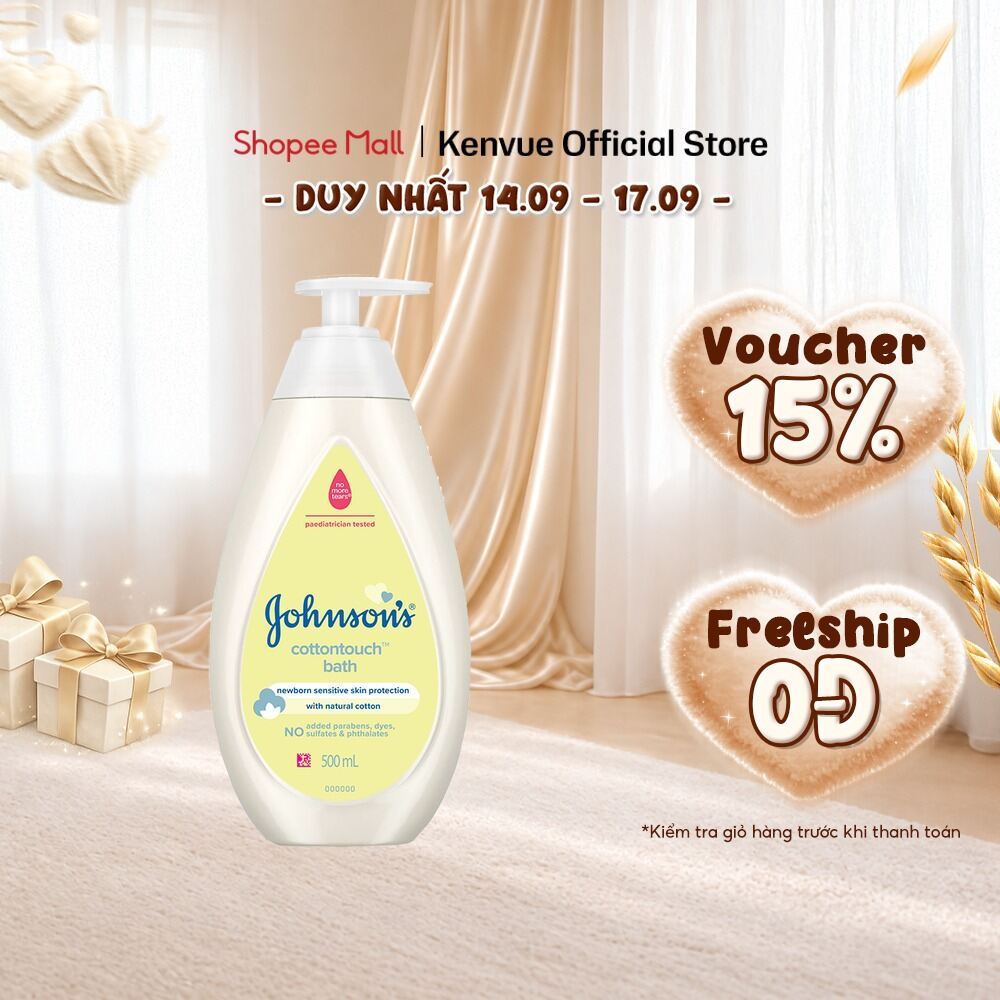 Sữa tắm gội toàn thân mềm mịn Johnson's baby bath Cotton touch 500ml (MỚI) - 100977934