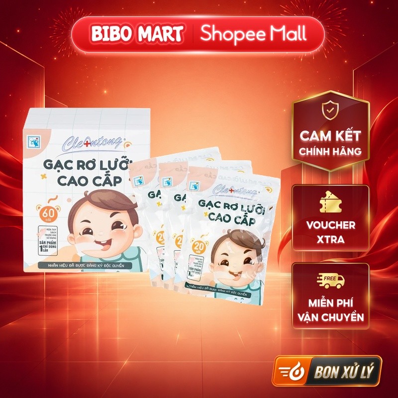 [LIVE] Gạc Rơ Lưỡi CleAntong Cao Cấp Hộp 60 cái cho bé - BM001.3