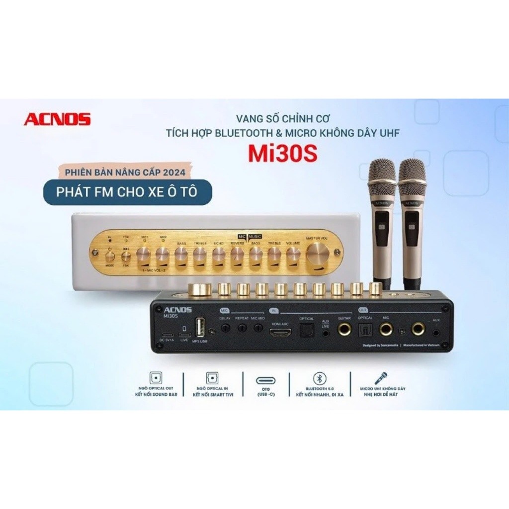Micro Karaoke Oto Acnos Mi30S Ver2 - Bản nâng cấp 2024 - Hàng chính hãng Acnos, Bảo hành 12 Tháng