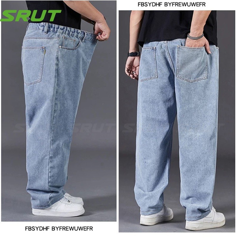 [42-50Inch] Quần Jean Co Giãn Nam Ống Thẳng Rời Quần Jean Seluar Jeans