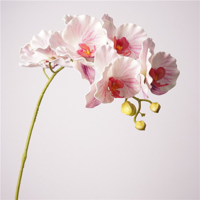 Artificial Flower 7-Head Curled Edge Phalaenopsis Artificial Single Branch Fake Flower Nordic Dining
