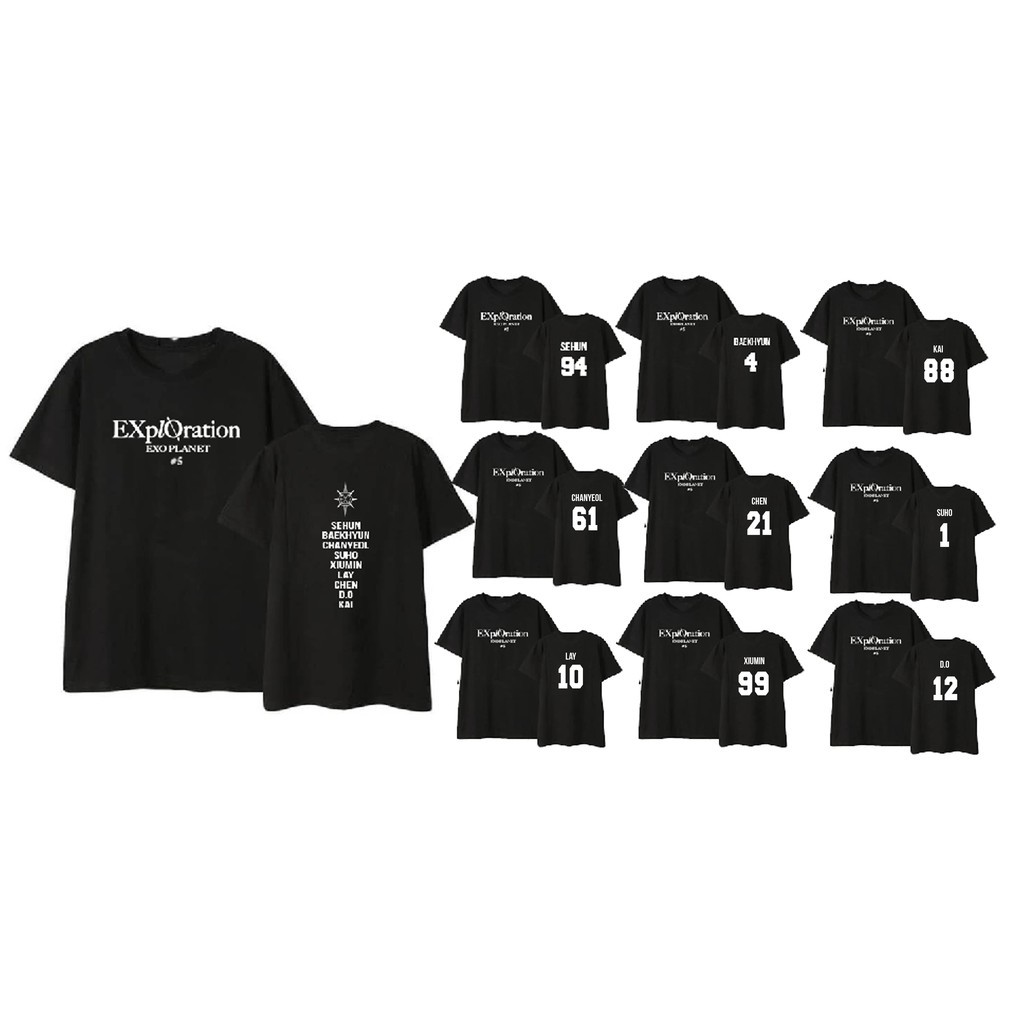 EXPLORATION SEHUN BAEKHYUN KAI Áo thun nam cổ tròn thể thao thông thường 100% cotton ngắn tay 0901