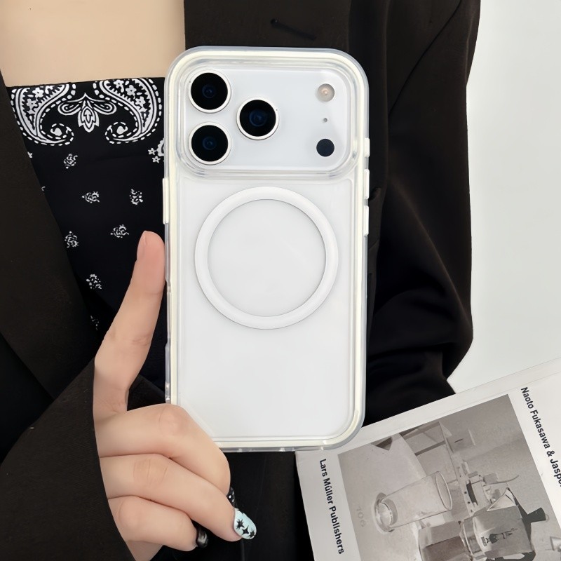 Ốp lưng bảo vệ chống rơi từ tính 2 trong 1 bằng acrylic trong suốt đơn giản dành cho iPhone 17 16 15