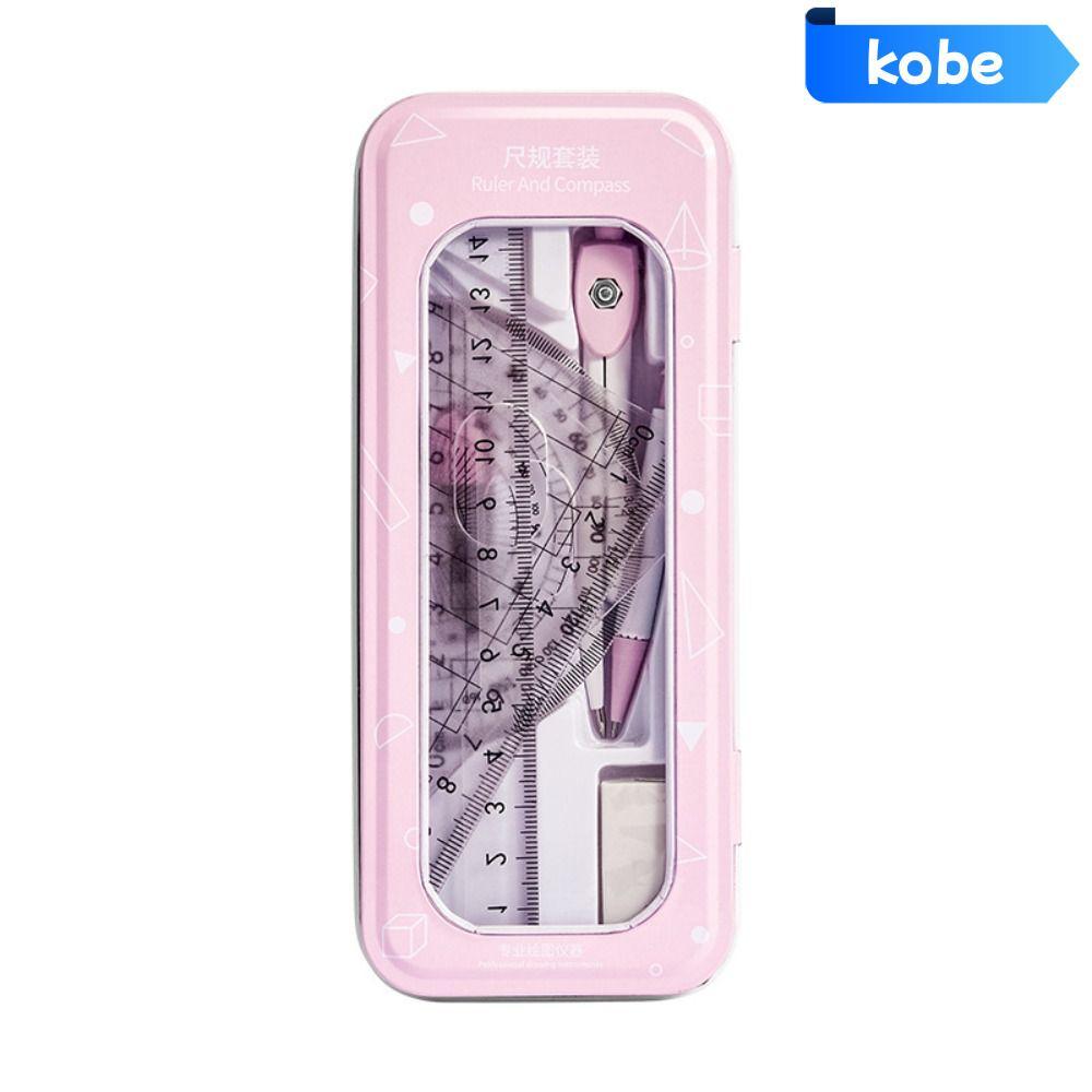 KOBE 8 Cái / bộ Dụng Cụ Thu Hút, Thước Thẳng Thước Nhựa La Bàn Bộ, Bộ Trong Suốt Đa Năng Tẩy Vuông T