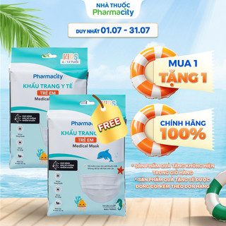 Khẩu trang y tế 3 lớp trẻ em 6-12 tuổi Pharmacity (Gói 10 cái) màu trắng