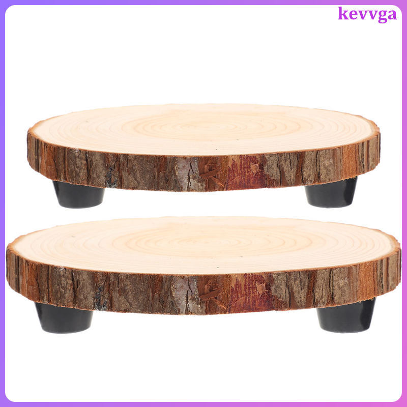 2 Chiếc Trang Trí Nhà Trung Tâm Khay Trang Trại Gỗ Tròn Riser 8.00X8.00X2.00CM Nâu kevga