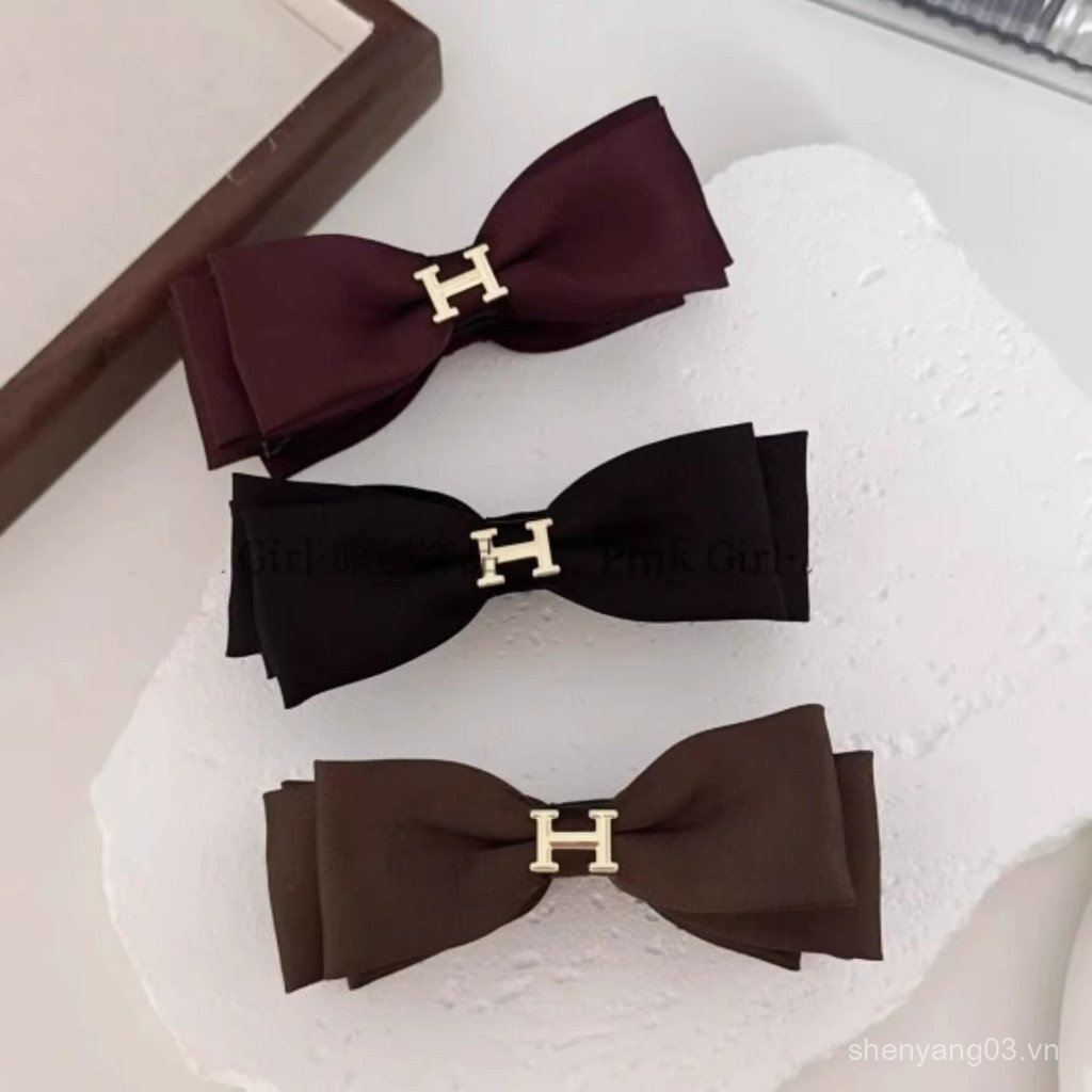 H Thư Nơ Chuối Kẹp Nữ Cao Cấp Satin Tóc Phong Cách Mới Dọc Kẹp Tóc Tập Đuôi Ngựa Kẹp 35UM