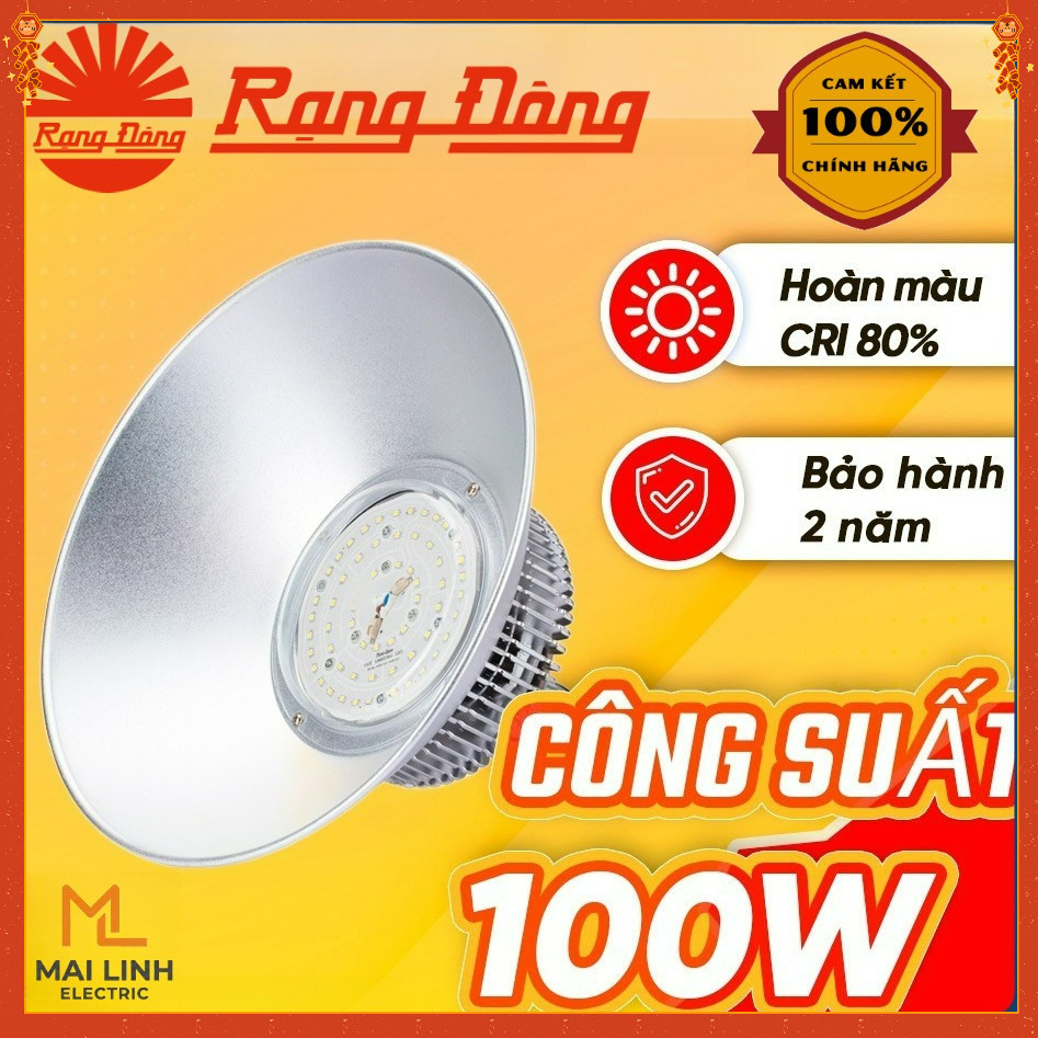 {Rạng Đông} Đèn led Highbay nhà xưởng 100W (Nhôm Đúc) -Tản nhiệt, chiếu sáng liên tục Model: HB02 - 