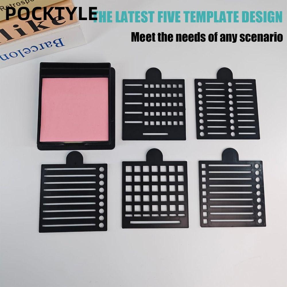 POCKTYLE Sticky Note Holder Set, Sticky Note Organizer Note Box Sticky Note Stencil, Mẫu vẽ dòng phâ