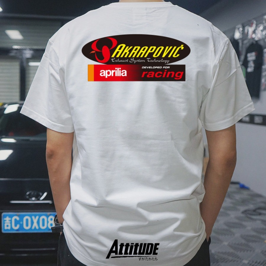 Bán Thái Độ Akrapovič Xả Aprilia Racing In Áo Thun Nam Moto Racing Phong Cách 100% Cotton Mềm Cao Cấ