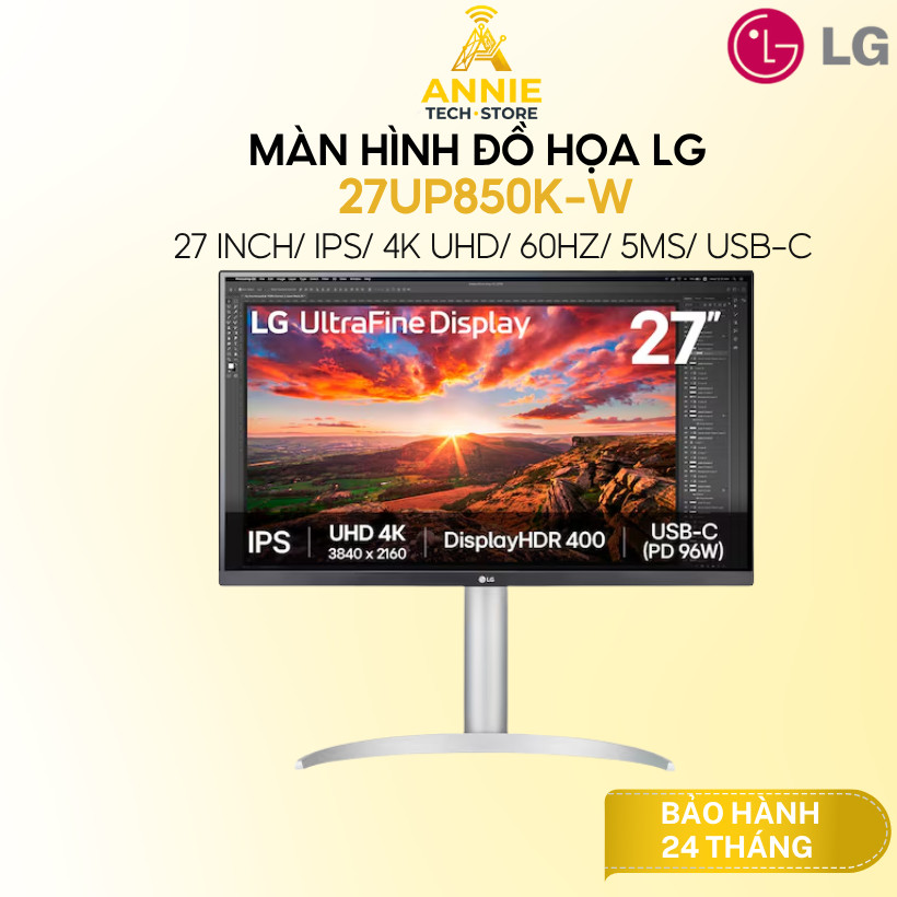 Màn hình đồ họa LG 27UP850K-W (27 inch/ IPS/ 4K UHD/ 60Hz/ 5ms/ USB-C) - Hàng chính hãng