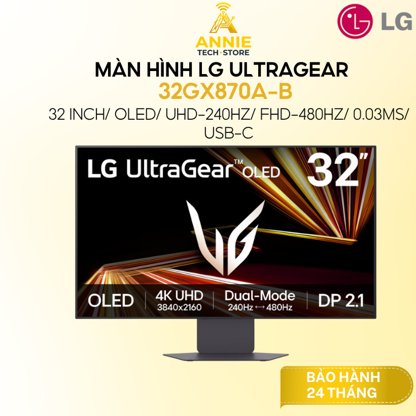Màn hình LG UltraGear 32GX870A-B (32 inch/ OLED/ UHD-240Hz/ FHD-480Hz/ 0.03ms/ USB-C) - Chính hãng
